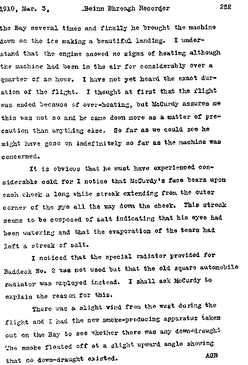 March 3rd, 1910: Beinn Bhreagh Recorder, volume 3, page 252