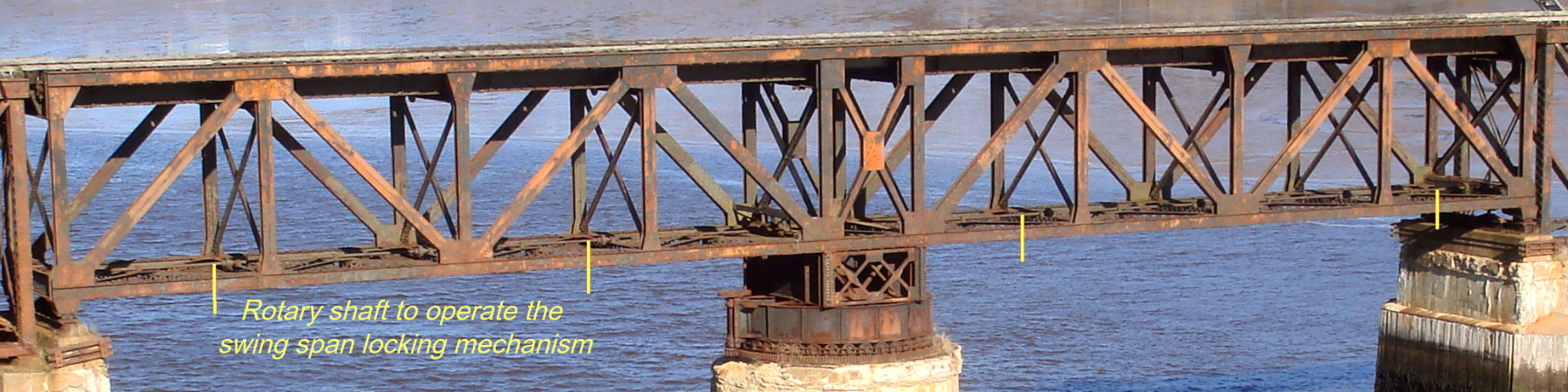 Swing span locking mechanism, Dominion Atlantic Railway: Bear River Bridge, Digby County, Nova Scotia, 19 Jan 2012