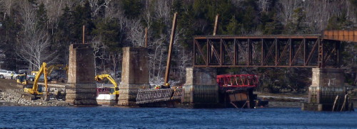 Dominion Atlantic Railway: Sissiboo River Bridge, Weymouth, Digby County, Nova Scotia, 03 Feb 2012