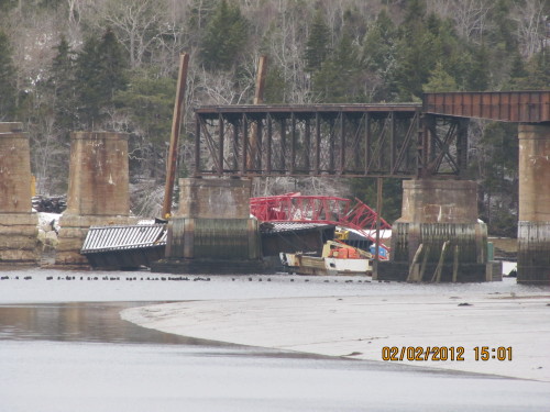 Dominion Atlantic Railway: Sissiboo River Bridge, Weymouth, Digby County, Nova Scotia, 02 Feb 2012
