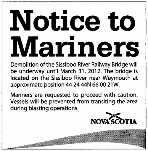 Dominion Atlantic Railway: Sissiboo River Bridge, Digby County, Nova Scotia,  26 Jan 2012