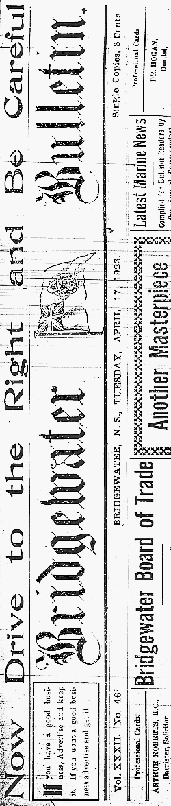 Nova Scotia, Bridgewater, 17 April 1923: Now Drive to the Right