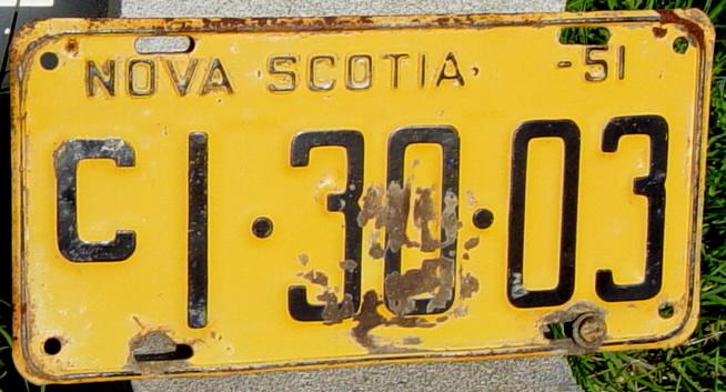 Nova Scotia licence plate, 1951