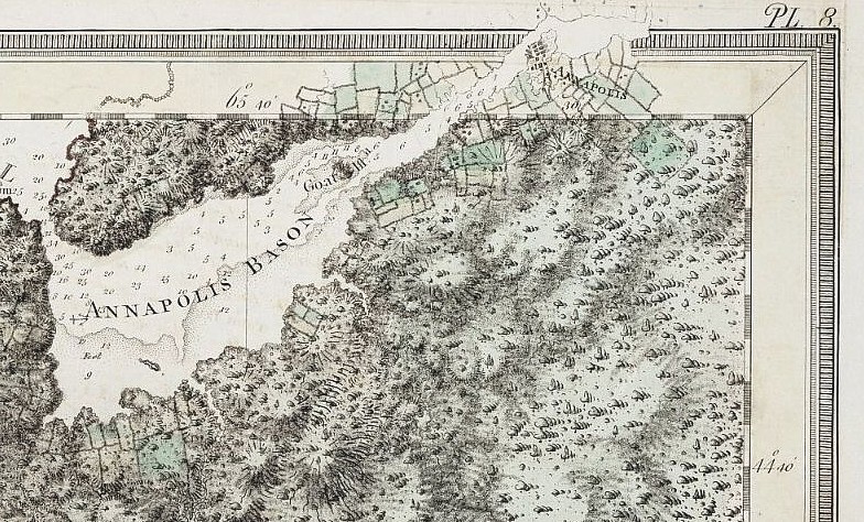 J.F.W. DesBarres' Atlantic Neptune map showing the Annapolis Basin - detail