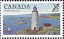 Louisbourg Lighthouse stamp issued 21 Sep 1984