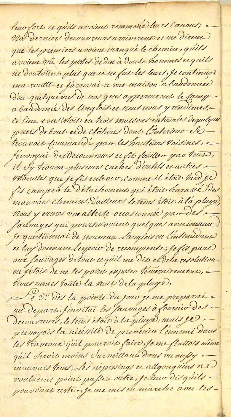 Seven Years War: Louis Coulon de Villiers, Journal 1754, page 56b, 1754