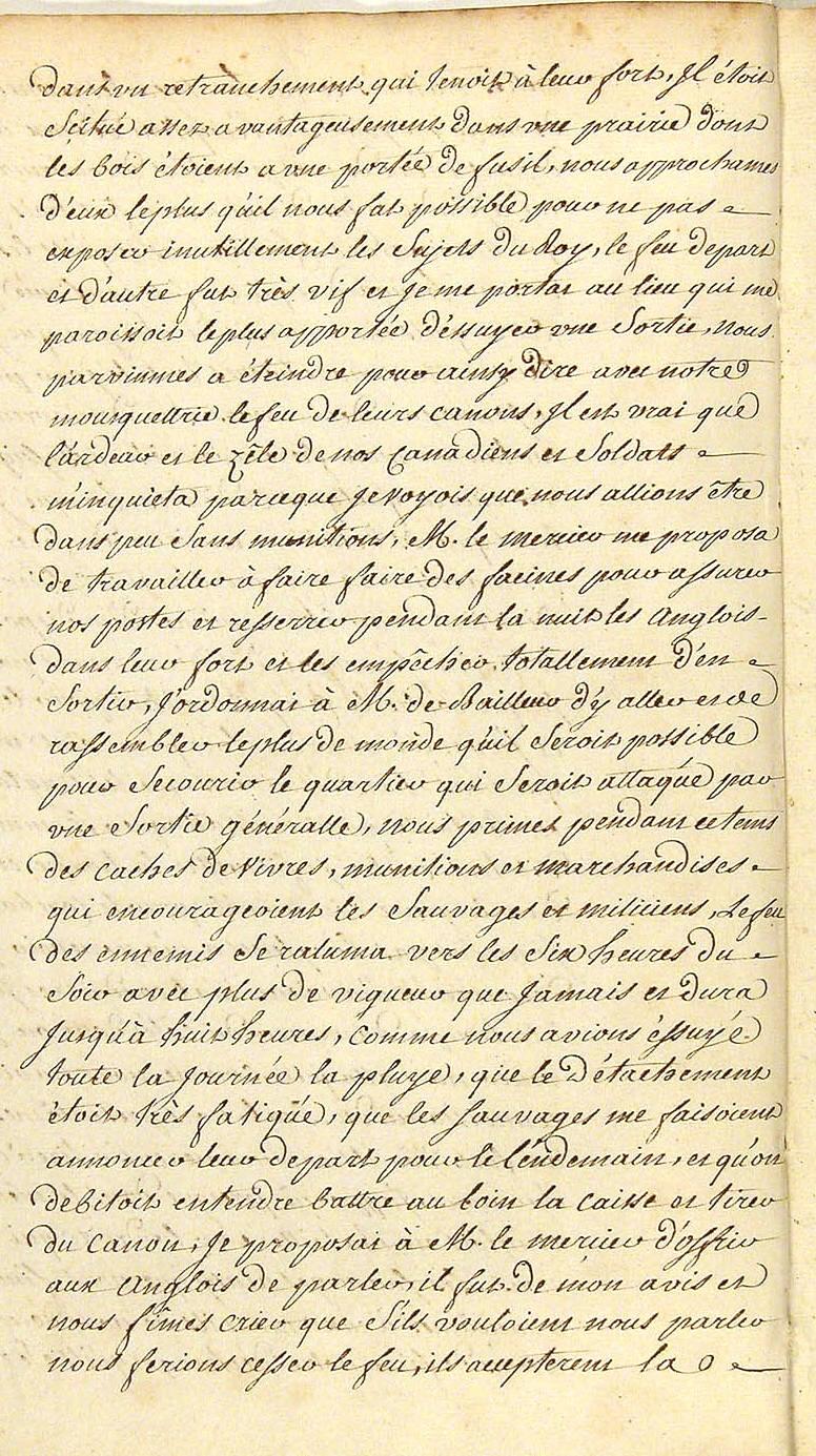Seven Years War: Louis Coulon de Villiers, Journal 1754, page 57b, 1754