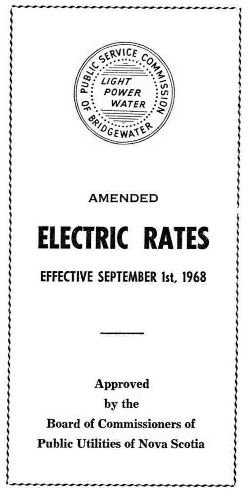 Page 1: Bridgewater electric rates, September 1968