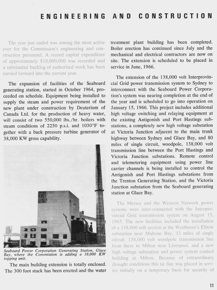 Nova Scotia Power Commission annual report 1965 page 11
