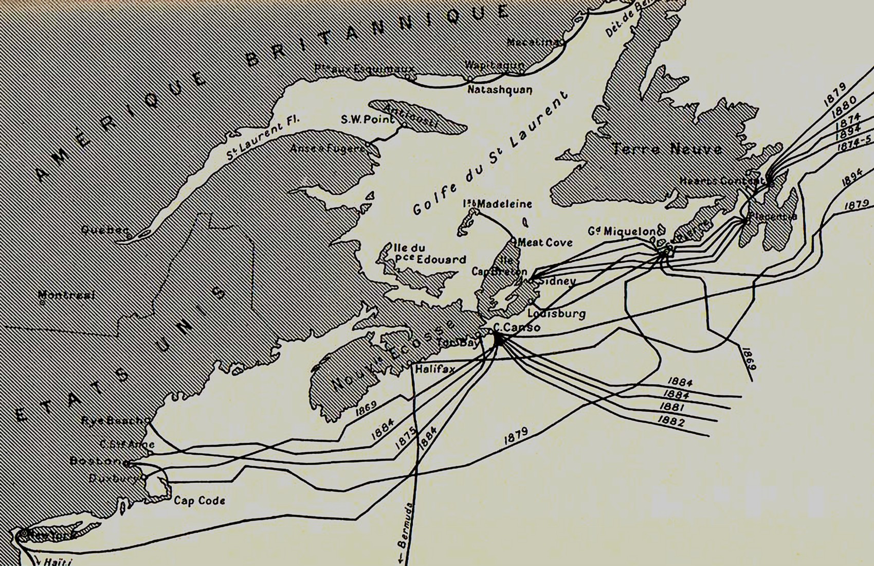 Cable Map published 1897 by the International Telegraph Bureau, Bern, in 1897