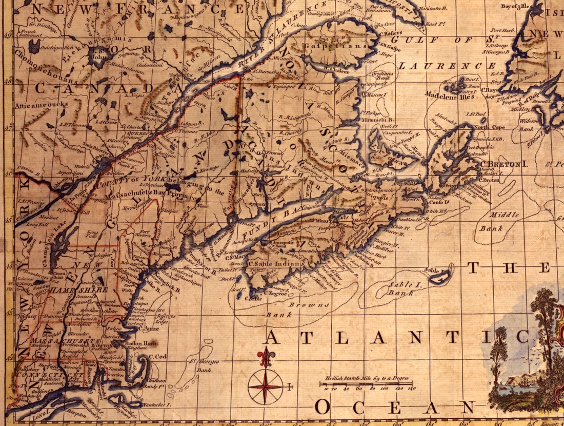 Map showing the boundary between Nova Scotia and Massachusetts, 1758