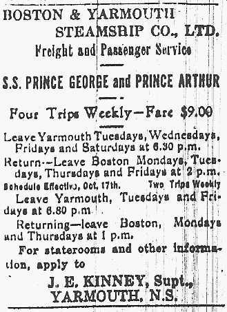 Nova Scotia: Boston & Yarmouth Steamship Company, 1923