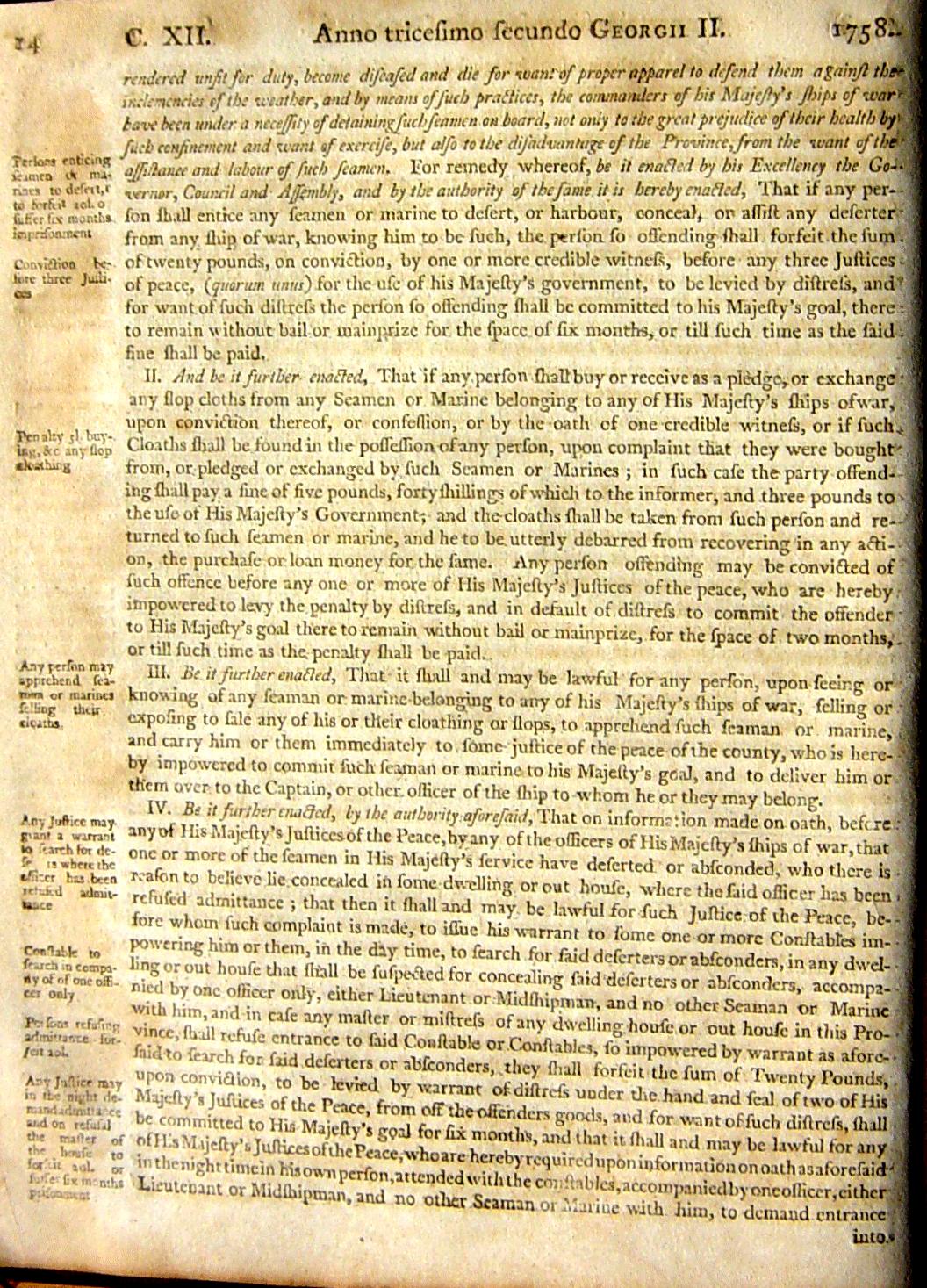Page 14, Statutes of Nova Scotia, 1805, R.J. Uniacke