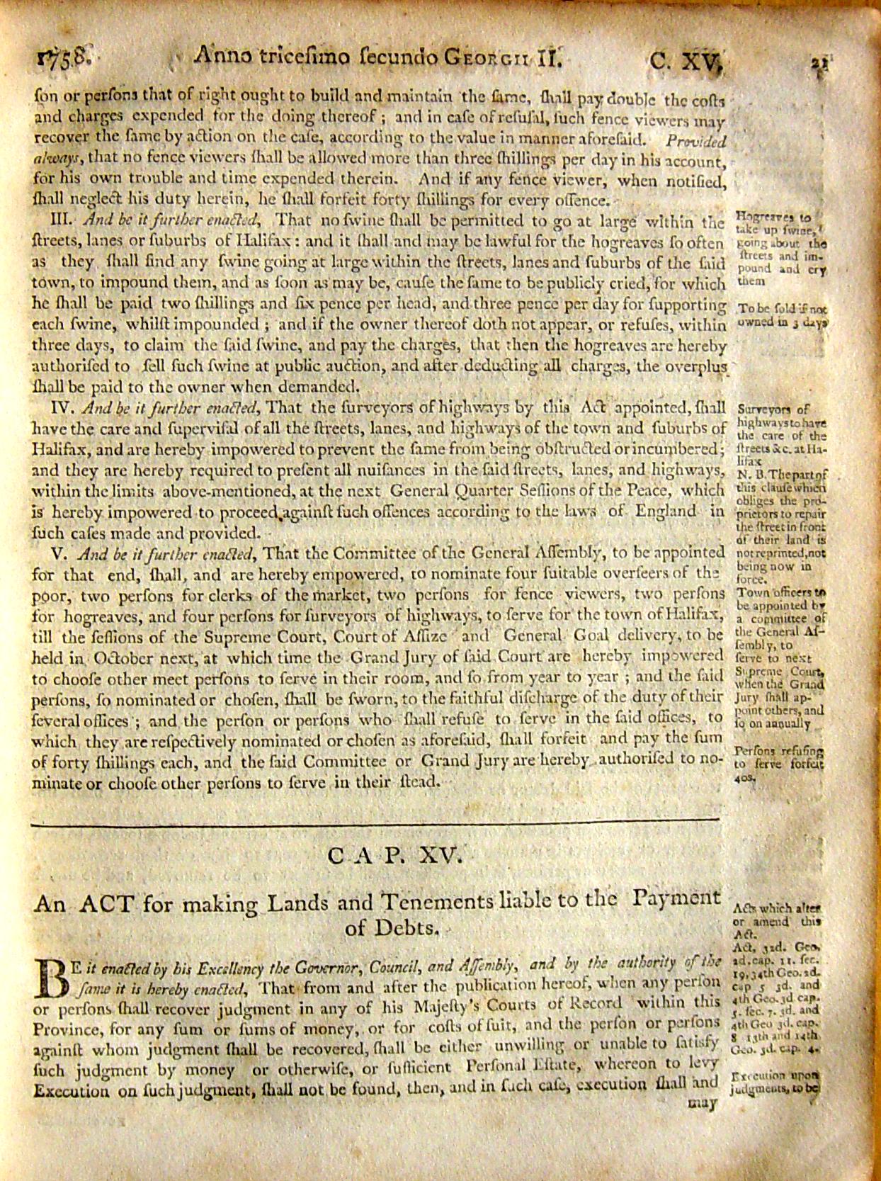 Page 21, Statutes of Nova Scotia, 1805, R.J. Uniacke