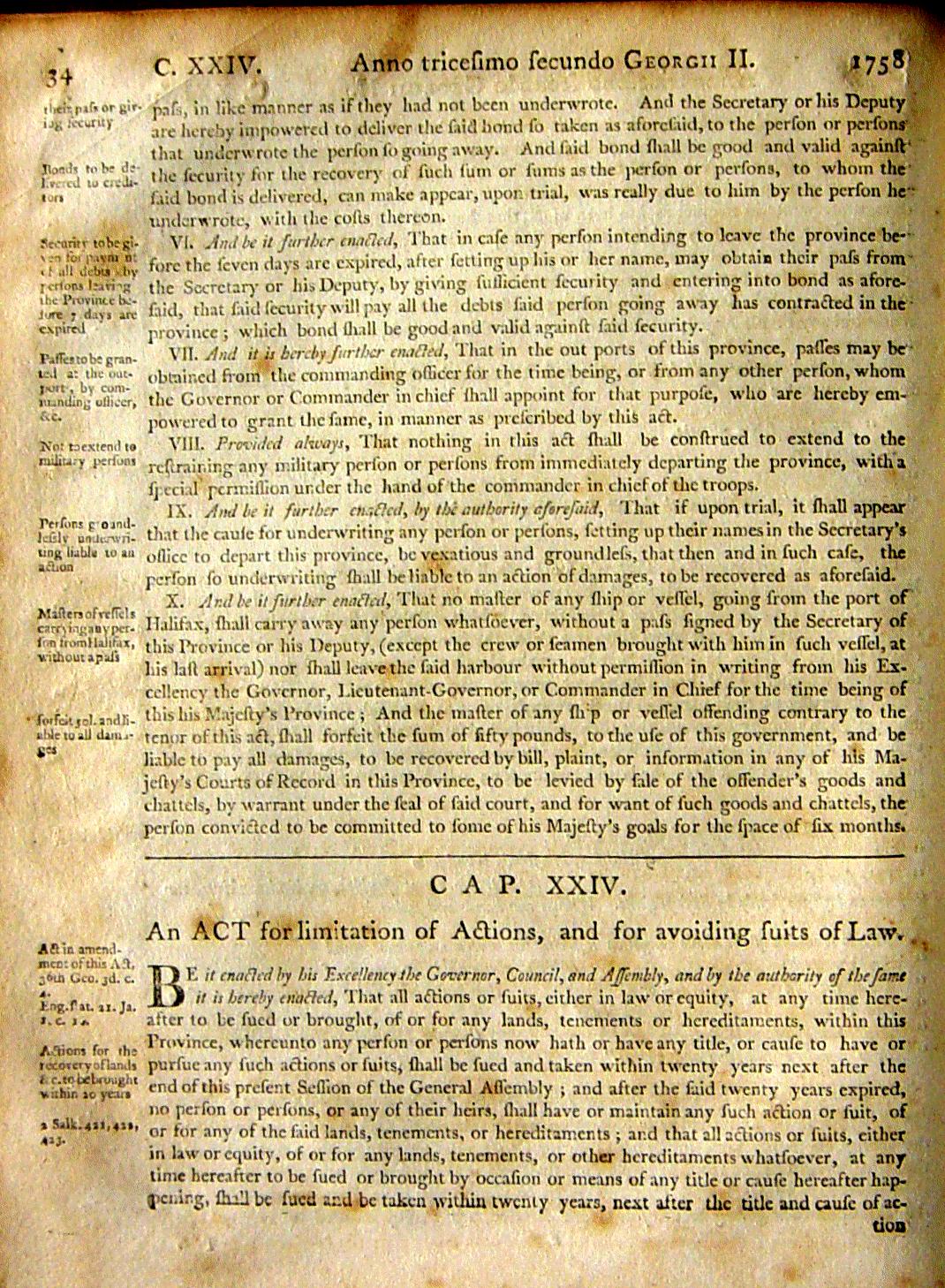 Page 34, Statutes of Nova Scotia, 1805, R.J. Uniacke