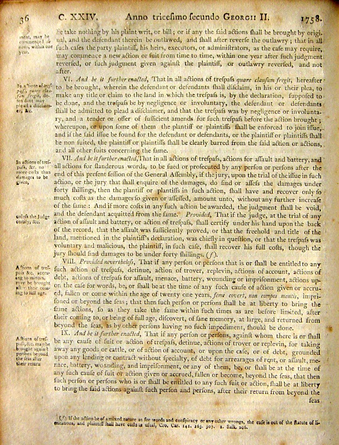 Page 36, Statutes of Nova Scotia, 1805, R.J. Uniacke