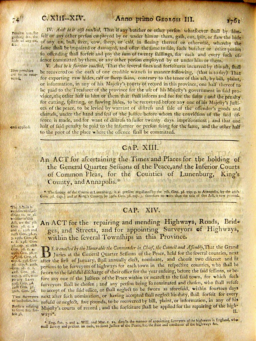 Page 74, Statutes of Nova Scotia, 1805, R.J. Uniacke