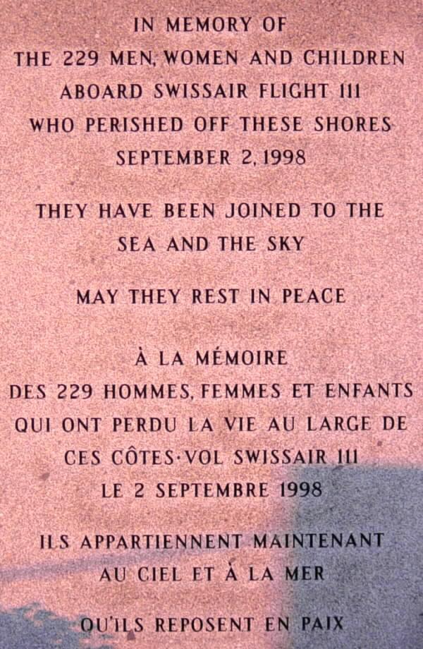 Panel four: Swissair Flight 111 memorial, Bayswater