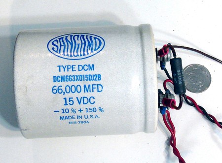 Modern (1960s) electrolytic capacitor 66,000 µf 15V