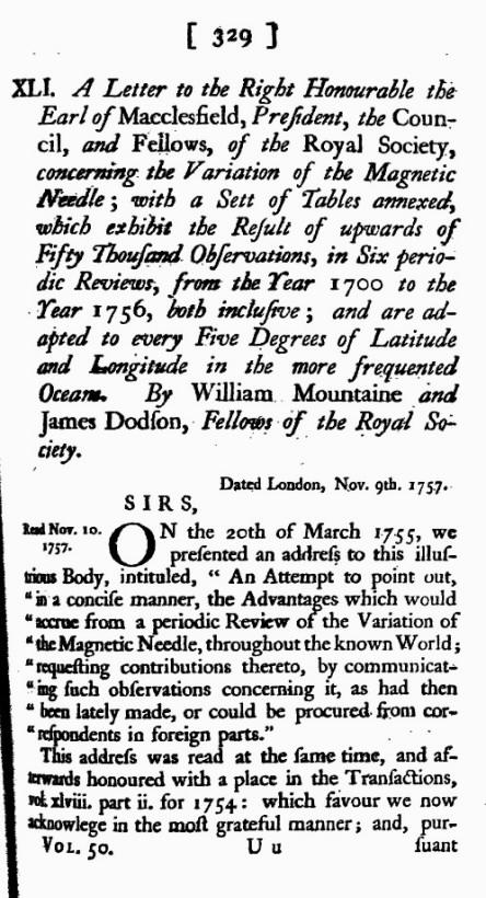 Page 329, Royal Society, Dec 1757, v50