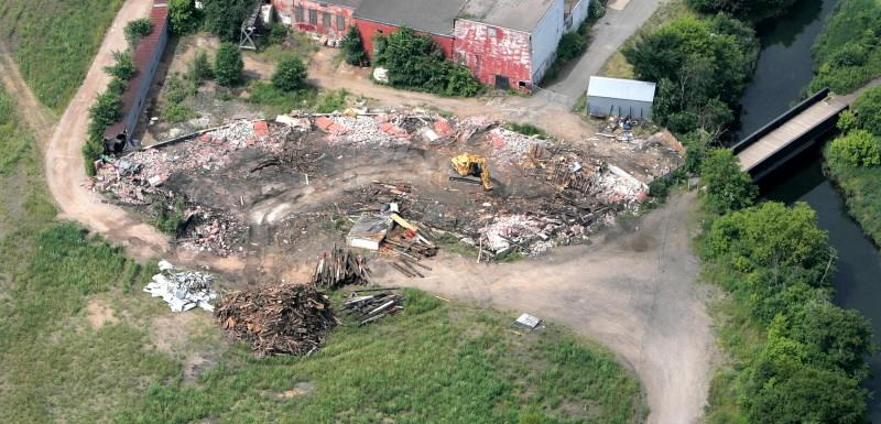 Photograph by Mike Dembeck, Aerial photograph 1: Remains of the Railway Roundhouse at Kentville, Nova Scotia