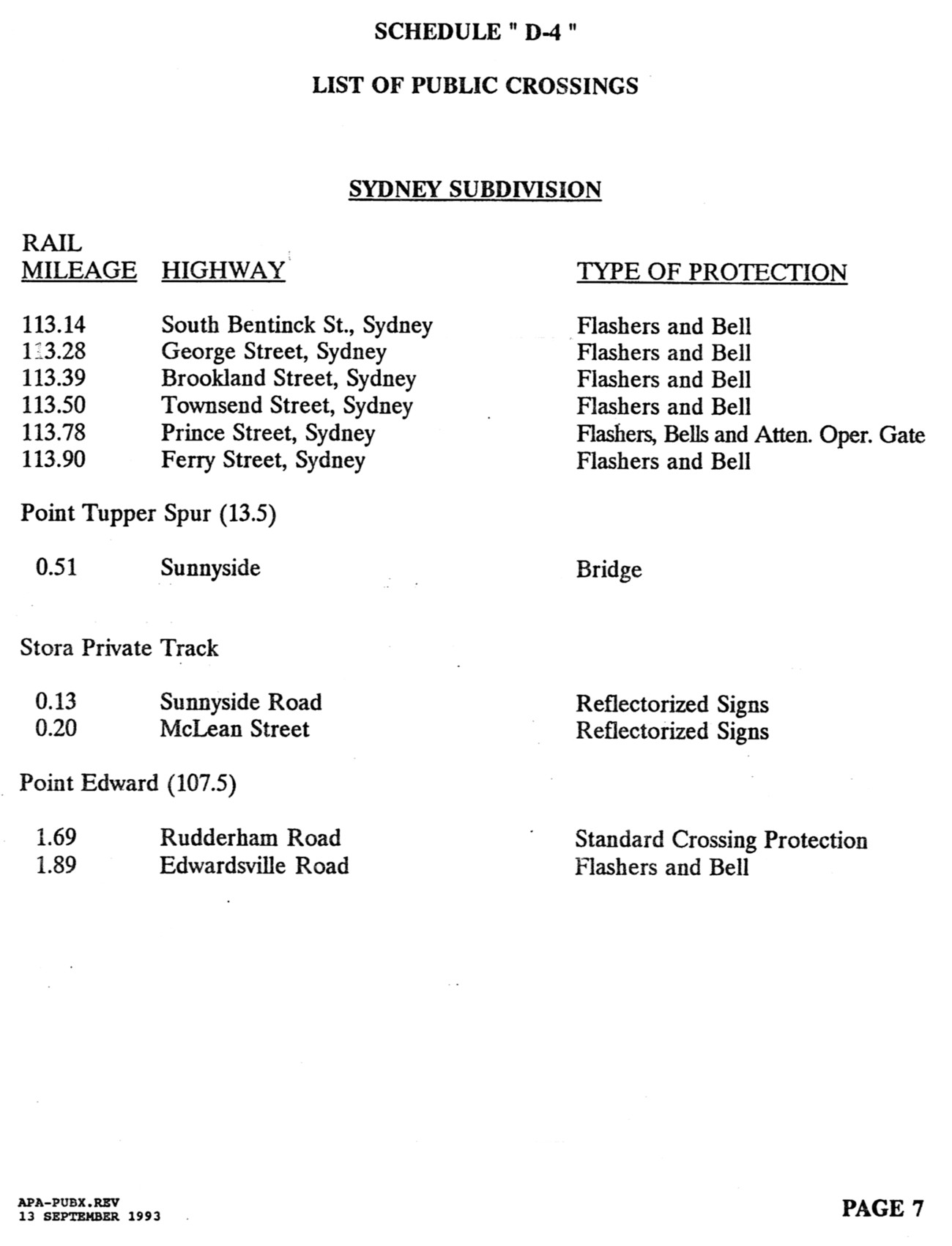 CB&CNSR, Public Crossings, September 1993, page 7 of 7