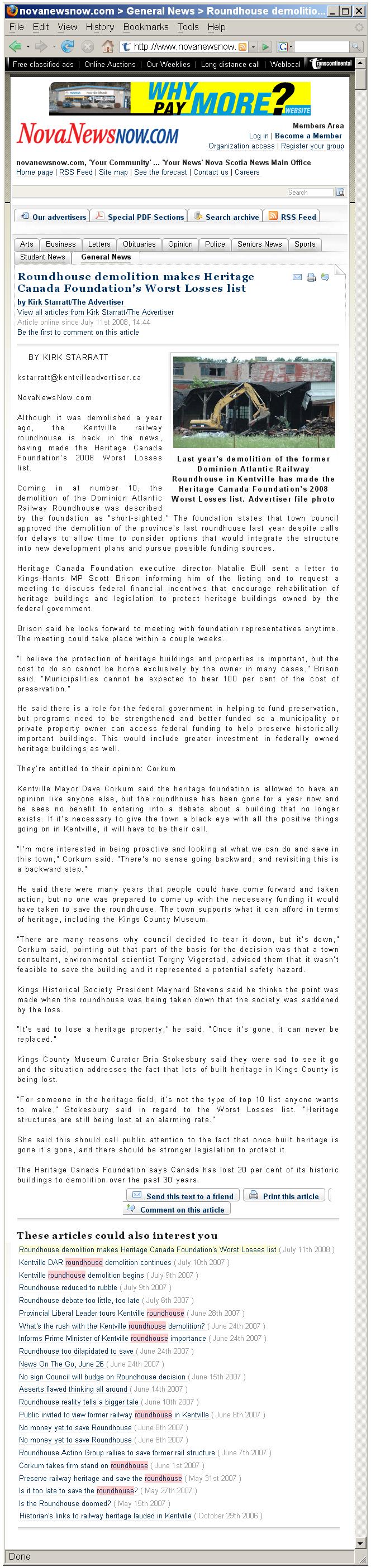 Roundhouse demolition on Worst Losses list, Heritage Canada Foundation