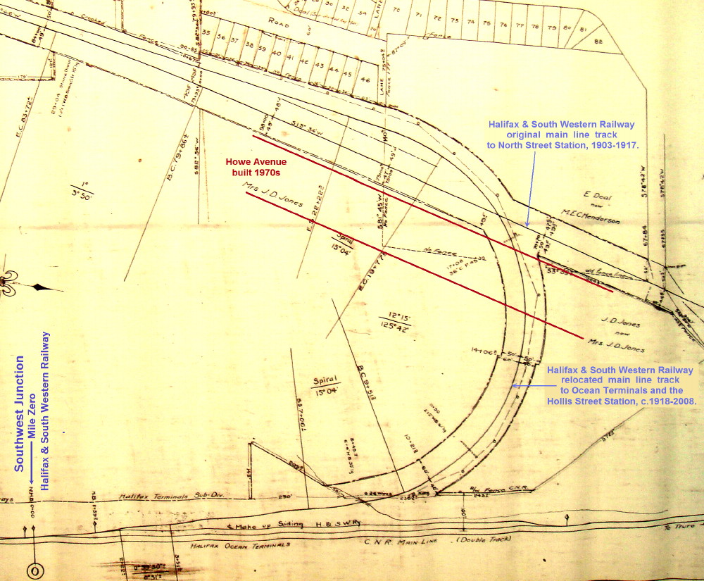 Nova Scotia: Map showing Southwest Junction, Halifax and South Western Railway