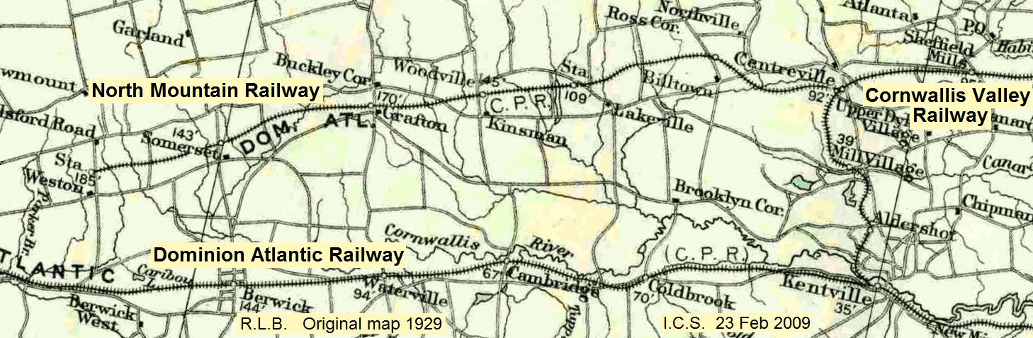 Nova Scotia: Map of the North Mountain Railway, 1915-1950