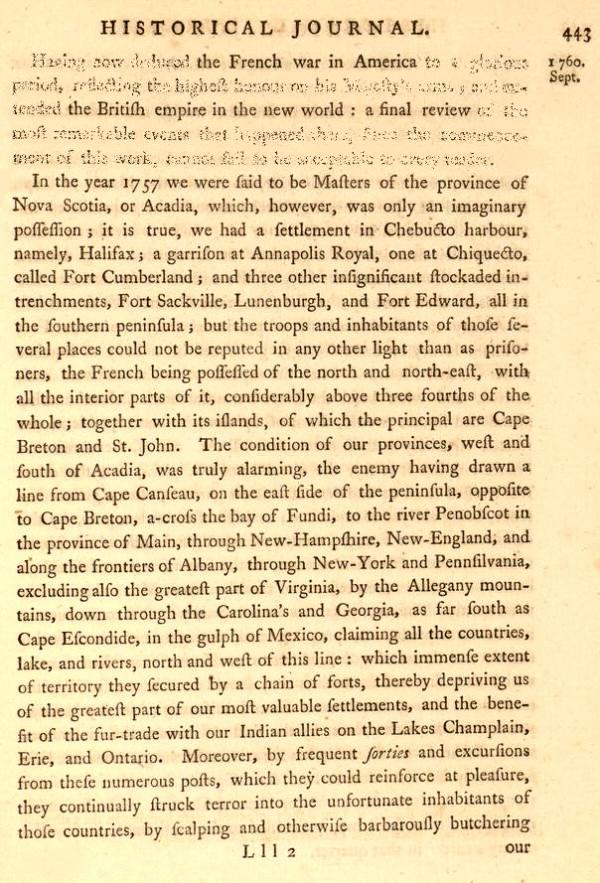 Nova Scotia was only an imaginary possession in 1757