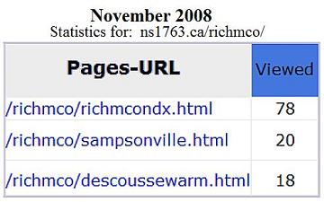 Richmond County monuments website: traffic statistics, Nov. 2008