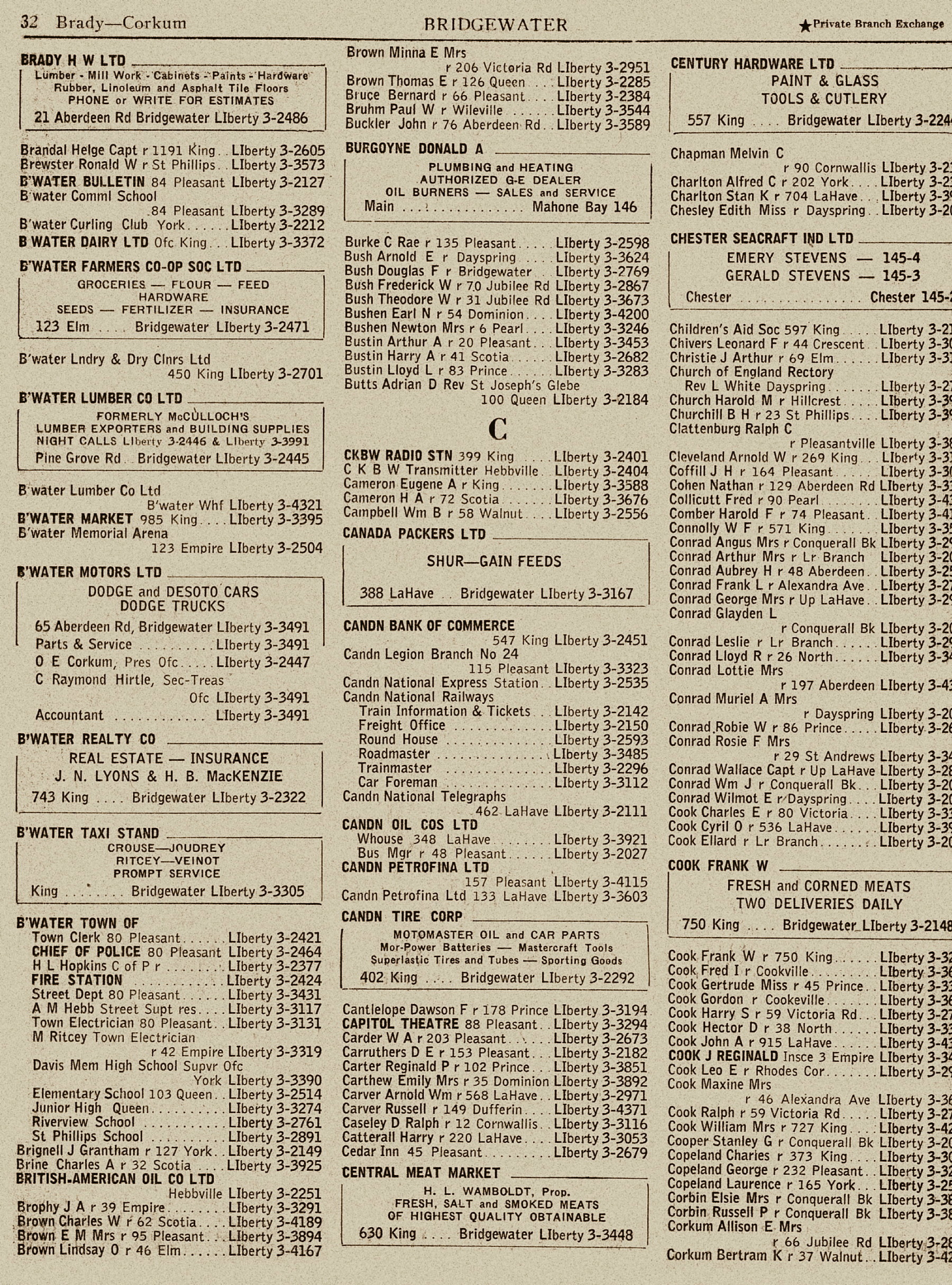 Bridgewater telephone directory, January 1956