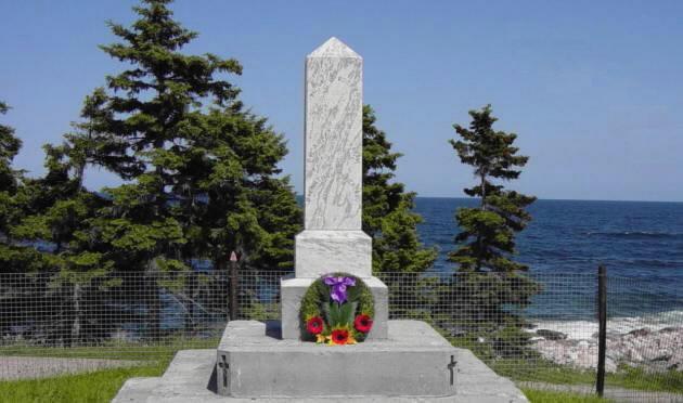 West face, war memorial in Neils Harbour, Victoria County, Cape Breton Island Neils Harbour: war memorial west face
