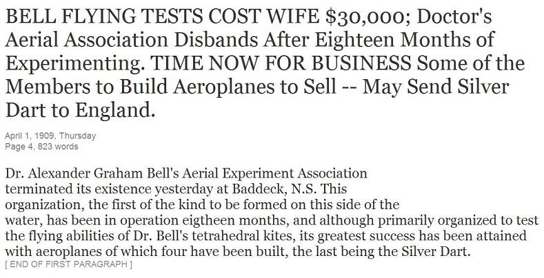 Clipping: Aerial Association Disbands, April 1909